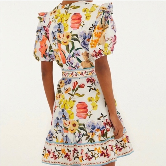 Farm Rio Off-White Greek Garden Organic Cotton Mini Dress - Picture 7 of 8